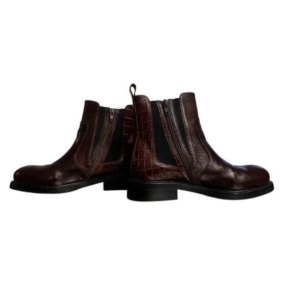 Jeffrey Campbell Edmond Chelsea Booties Women 8 Brown Real Leather Zipper Classi - Picture 14 of 16